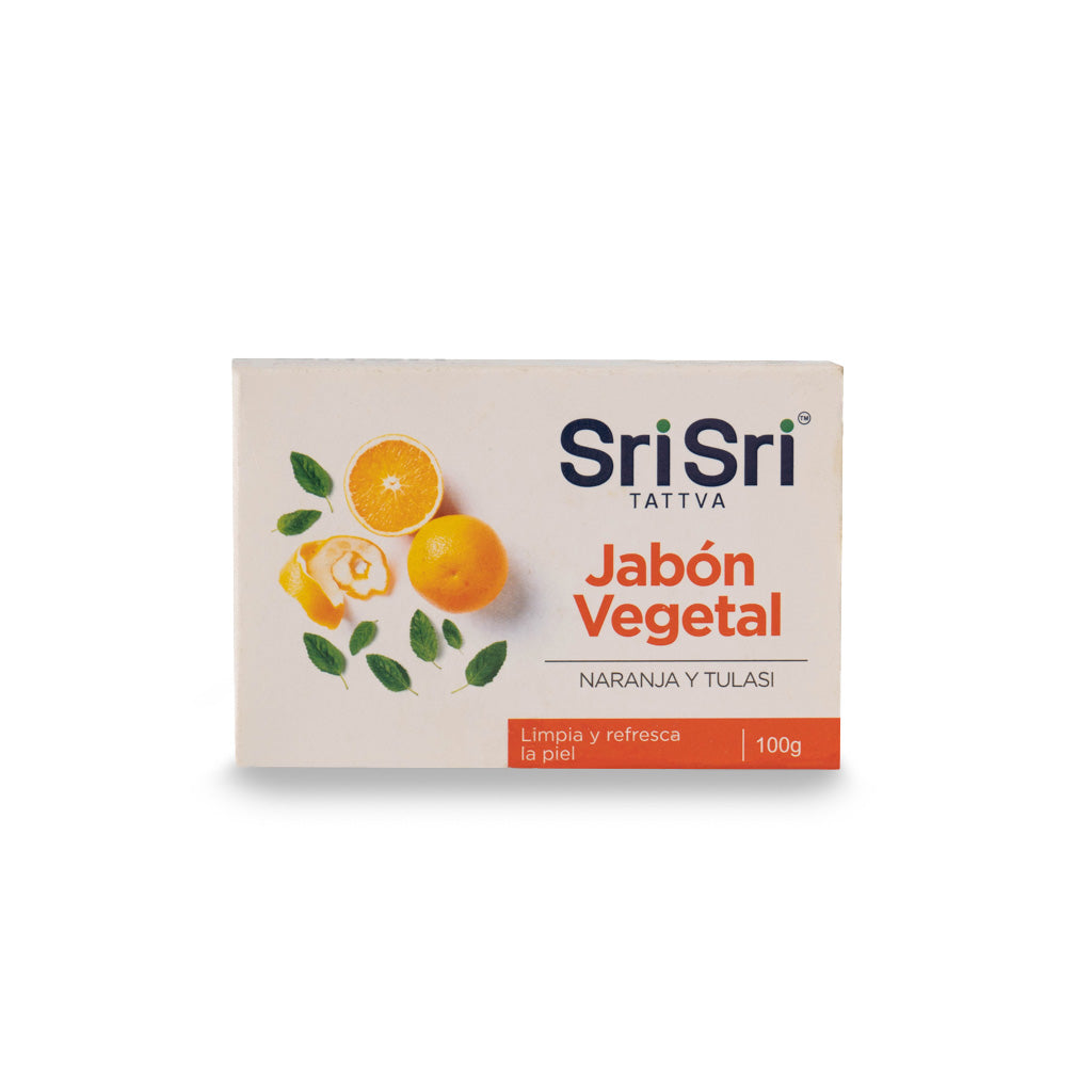 JABÓN AYURVÉDICO VEGETAL NARANJA Y TULASI - 100gr
